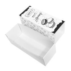  Macaron doboz, 3db-os, fehr doboz, fekete mints, 100x53x47 mm